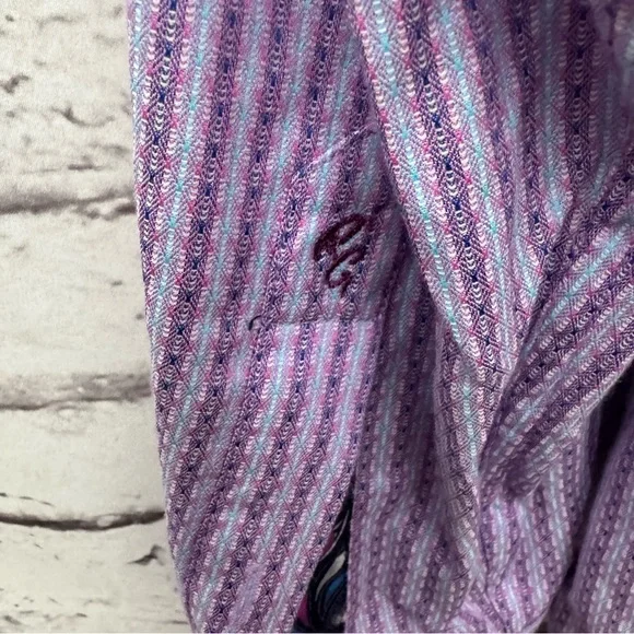 Robert Graham Purple Striped Classic Fit Dress Shirt SZ M - Picture 4 of 5